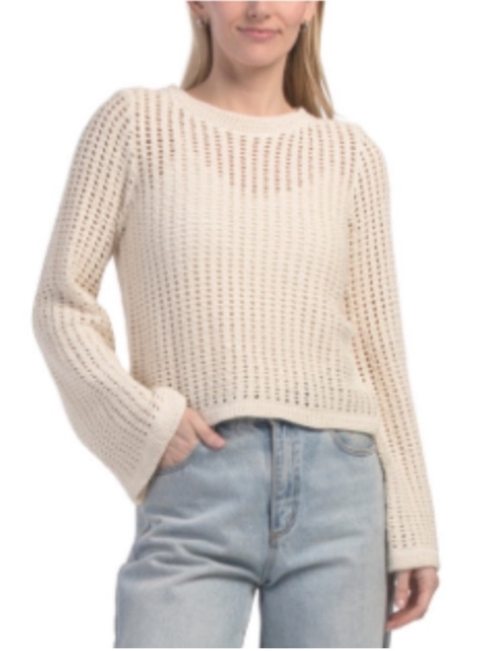 Magaschoni Crochet Knit Crew Neck Sweater sz L
